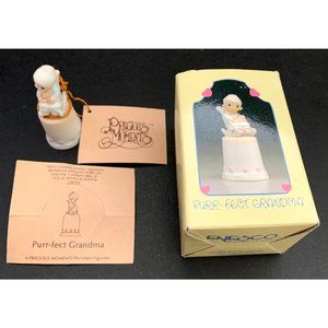 1984 Vintage Precious Moments Purr-fect Grandma Mini Thimble Porcelain Bisque